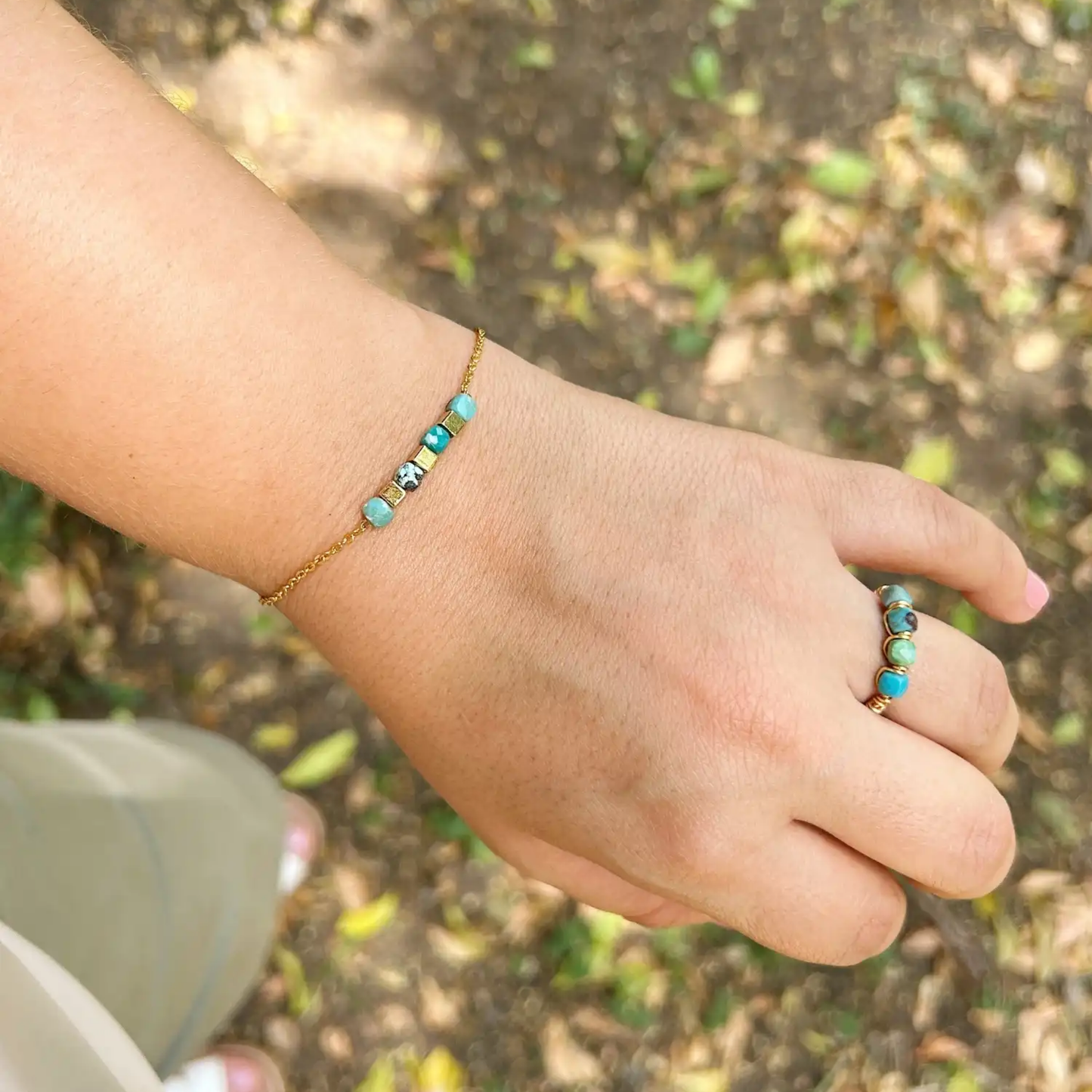 Pulsera y Anillo Calma y Fuerza Turquesa