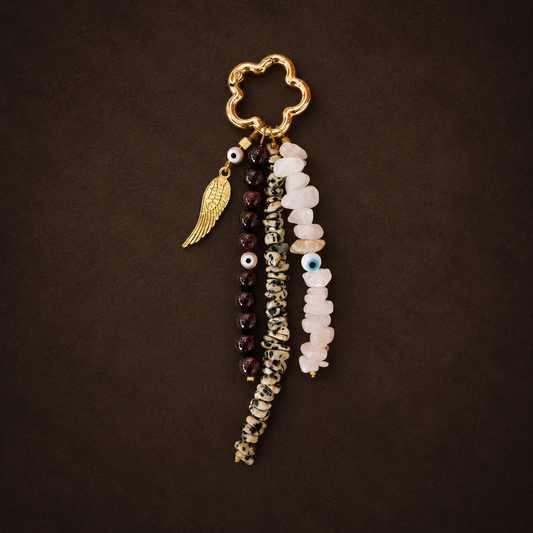 Amuleto para bolso Fortaleza del Alma con piedras naturales y símbolos